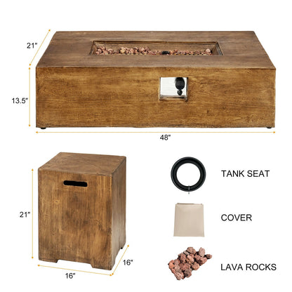 2-Piece Outdoor Propane Fire Pit Table Set, 50,000 BTU
