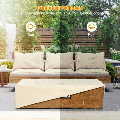 2-Piece Outdoor Propane Fire Pit Table Set, 50,000 BTU