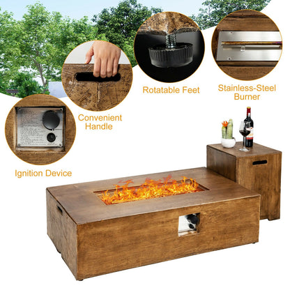 2-Piece Outdoor Propane Fire Pit Table Set, 50,000 BTU