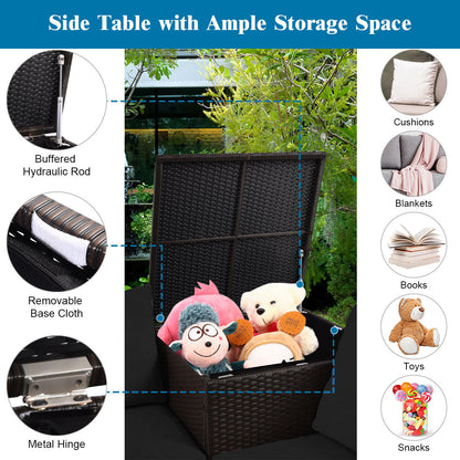 5-Piece Patio Furniture Set with 60,000 BTU Propane Fire Pit, Loveseats & Storage Box