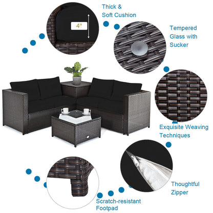 5-Piece Patio Furniture Set with 60,000 BTU Propane Fire Pit, Loveseats & Storage Box